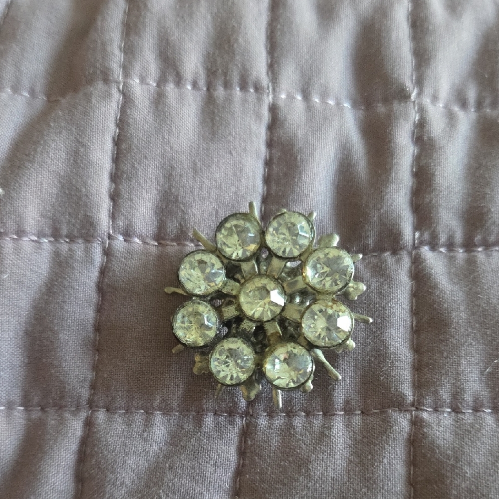 Crystal Flower Silver-Tone Brooch Pin - Clear Rhinestones